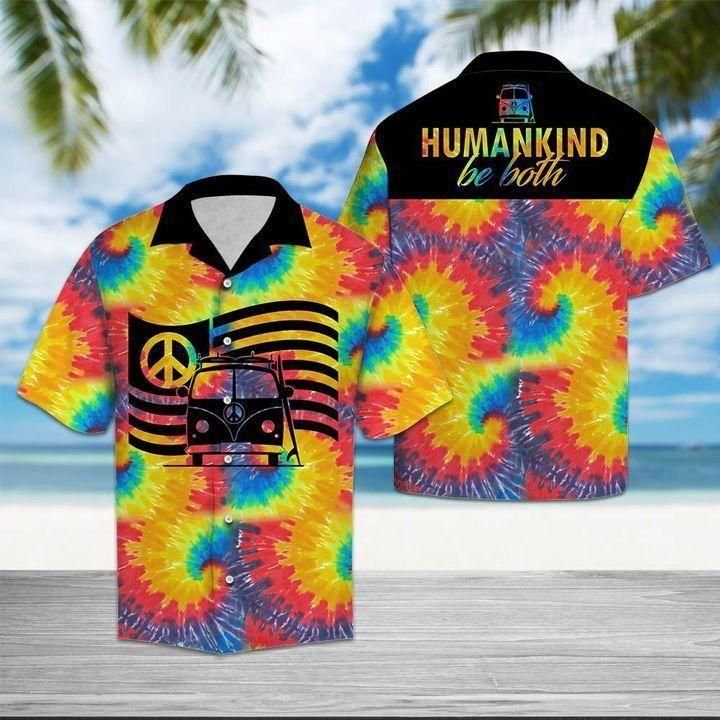 Felacia [Hawaii Shirt] Tie Dye Hippie Van Car Peace Love Tropical Hawaiian Aloha Shirts-ZX3227